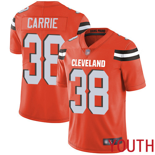 Cleveland Browns T J Carrie Youth Orange Limited Jersey #38 NFL Football Alternate Vapor Untouchable->youth nfl jersey->Youth Jersey